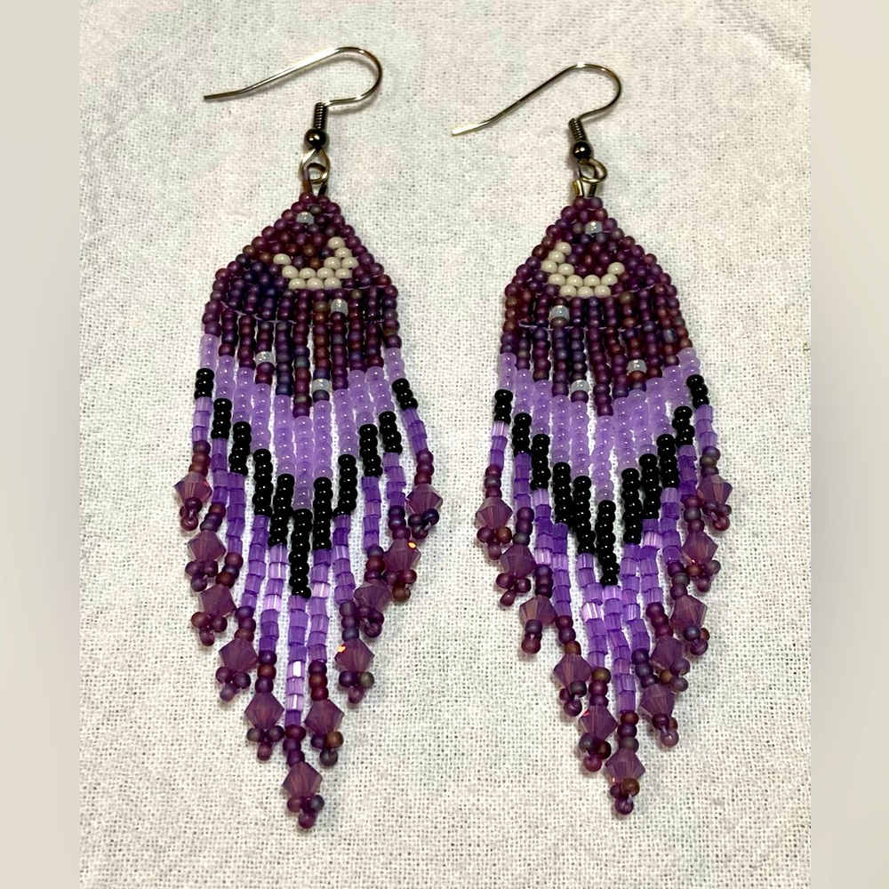 Purple Night Sky Beaded Earrings